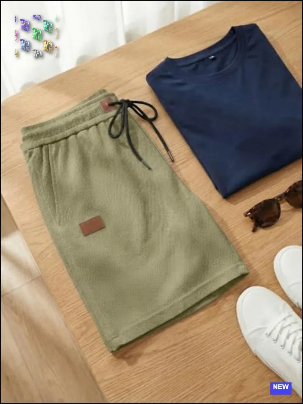 Men's Waffle Knit Casual Shorts Elastic Waist Drawstring Running Jogging Beach